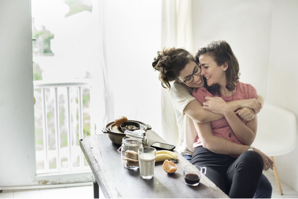 A two people hugging